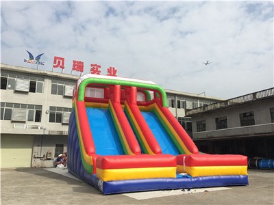 Industrial Double Lanes Inflatable Slides For Sale BY-DS-082